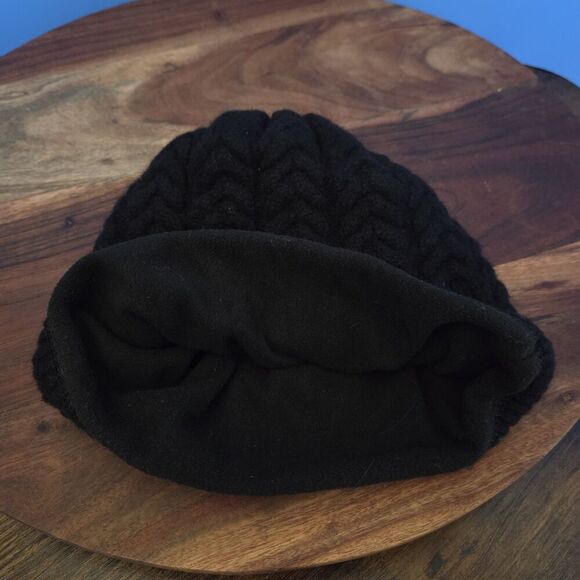 PATAGONIA Cable Beanie Hat Fleece Lined Black Women's OS - Picture 4 of 6